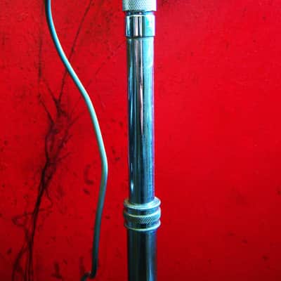 Vintage 1960's AMD 38-015 crystal microphone Hi Z "bullet" harp mic w cable and Aiwa stand Olson Monarch Calrad Argonne image 12