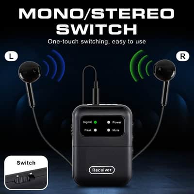 Stereo Wireless in Ear Monitor System 2.4G Wireless System with Transmitter Clip on Receiver Automatic Pairing in-Ear Monitoring for Church,Stage,Live Performance image 3