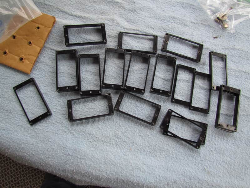 L.S.R. USA Pickup Surrounds Lot Of 18 Black Pickup Surrounds Neck & Bridge LSR USA Pickup Rings Luthier Supplies Black Pickup Surround Neck & Bridge Positions image 1