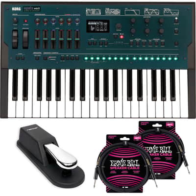 Korg Opsix MkII Altered FM Synthesizer, Sustain Pedal, (2) ErnieBall 1/4 Cables Bundle