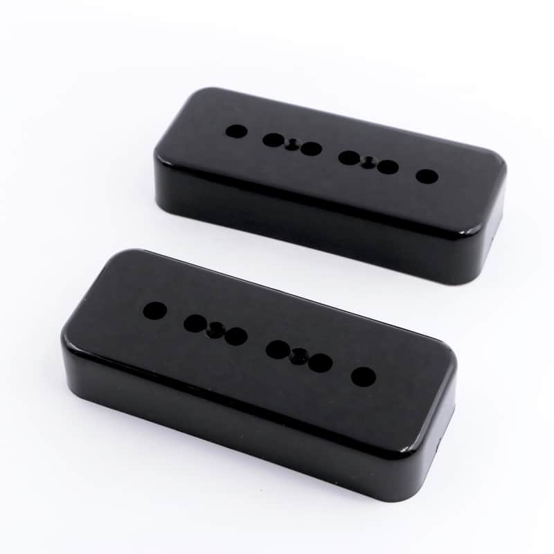 Pair of Lindy Fralin BLACK P90 Soapbar Pickup Covers with 2 Orange Drop 716P (.022) image 1
