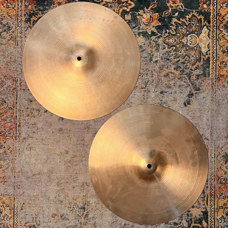 THIN 1960s Vintage Zildjian 14” EARLY New Beat Hihats ONLY 746 1280 g LIGHT COMPLEX! CLEAN! image 1