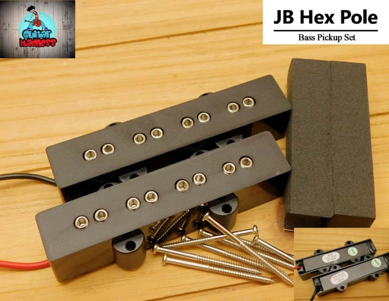 G.M. JB Jazz Bass Hex Pole Pickup Set image 1