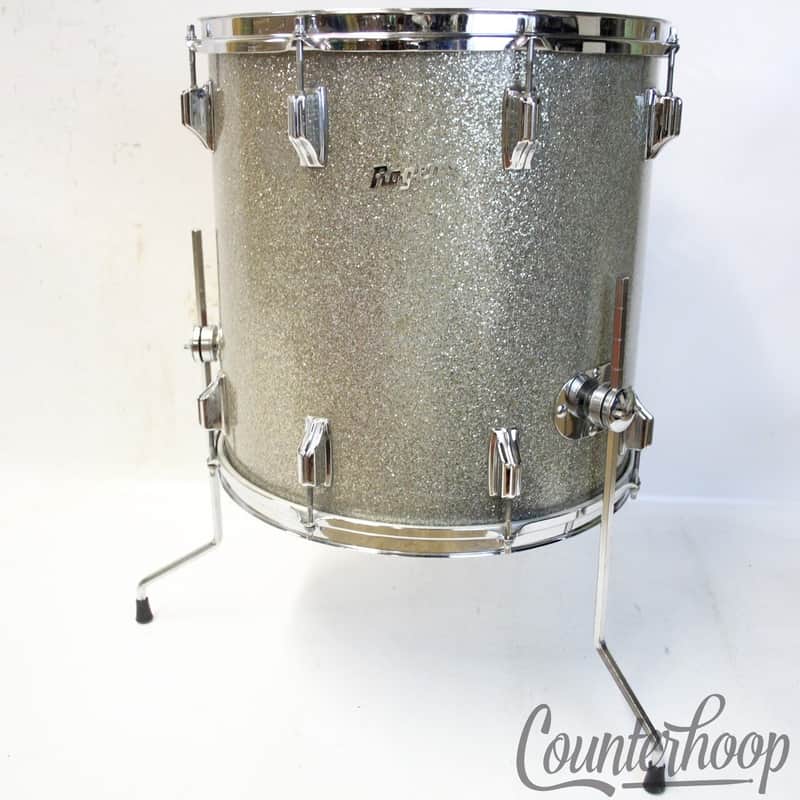 Rogers 16x16"Dayton Silver Sparkle Floor Tom Drum Vintage 60s Holiday Knobby/Hex image 1