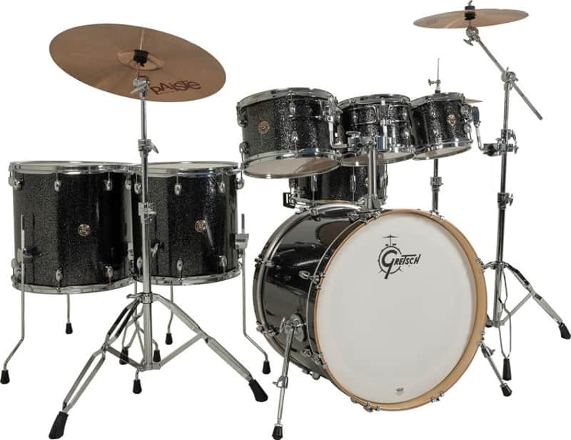 Gretsch Drums Catalina Maple 7-piece Shell Pack - Black Stardust Silver Sparkle image 1
