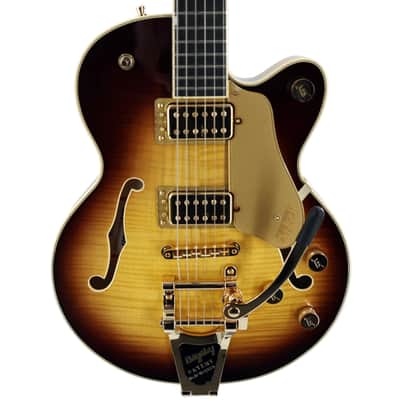 Gretsch Broadkaster Jr. LX Figured Center Block Semi-Hollow Guitar w/ String-Thru Bigsby & Hardshell Case - Caramel Dawn image 1