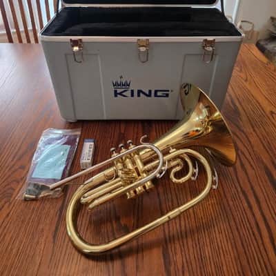 King 1121 Ultimate Professional Model Marching F Mellophone - Clear-Lacquered Brass image 7