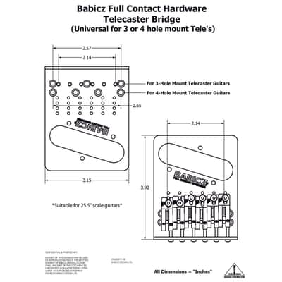 Babicz Full Contact Hardware ORIGINAL SERIES FCH6 TELE STYLE BRIDGE, 6 String, chrome image 13