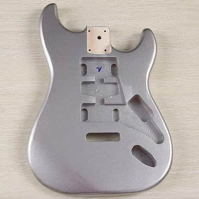 Metallic Silver Stratocaster Strat Style Guitar Poplar Wood Body image 1