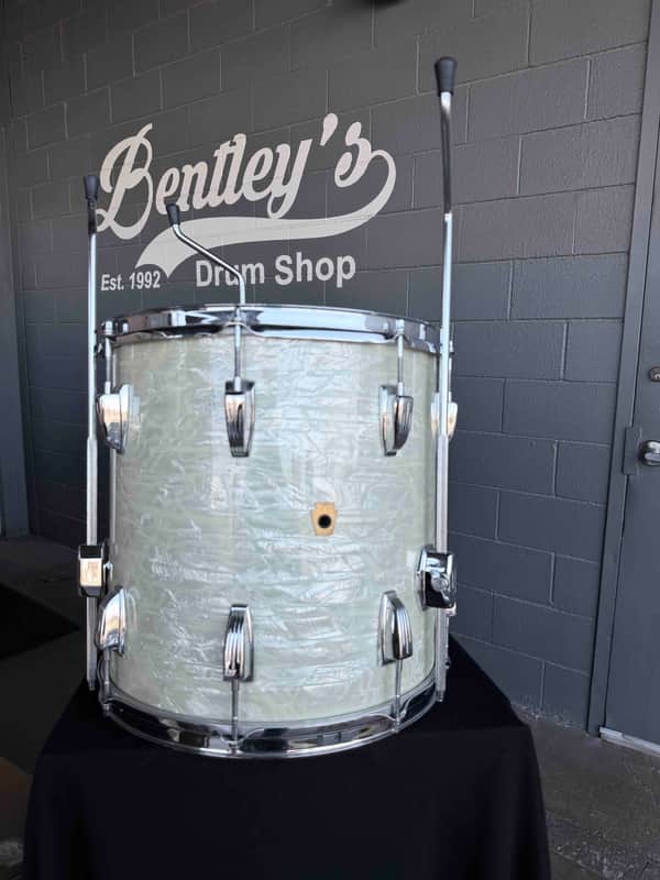 Vintage 60's Ludwig 14x14" Super Classic Maple Floor Tom in White Marine Pearl image 1
