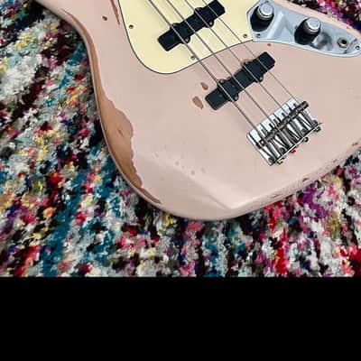 Upgraded Fender Flea Jazz Bass (Shell Pink, Road Worn) + Deluxe Case + Custom Features image 4