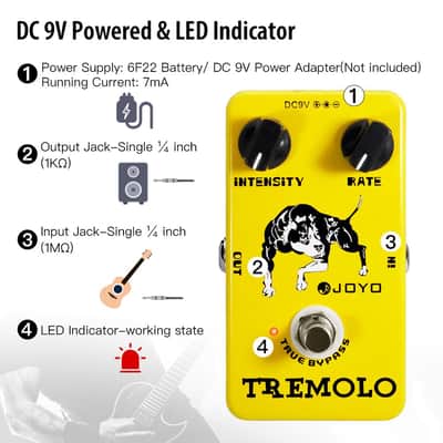 Joyo JF-09 Tremolo Guitar Pedal, Optical Photoelectric Circuit for Classic Tube Amp-Style Tremolo, True Bypass image 5