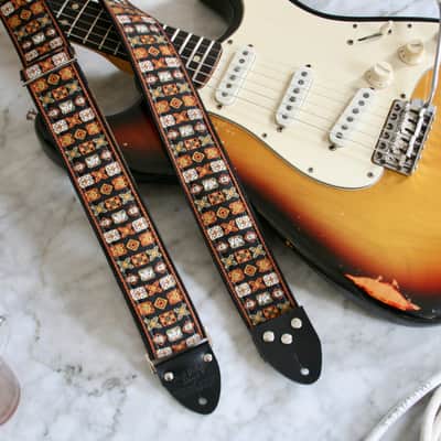 Vintage 70s Rust 'Woodstock' Guitar Strap Replica image 1