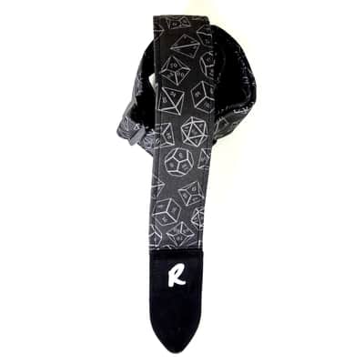 Black and White Polyhedral Die Role Playing Game Guitar Strap - Board Game Dice Guitar Strap- Multi Sided Die- 20 Sided Dice image 4