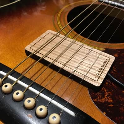 12-Bar Blues Acoustic Oak Humbucker Pickup w/ Volume Control, Adhesive Mount, NO hole to cut, USA image 1