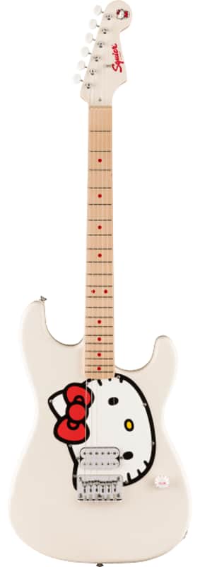 Mint Limited Edition Hello Kitty Stratocaster with Gig Bag, Maple board, White image 1