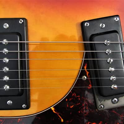 Rhythmline Mosrite Copy Guitar,  1960's  Japan, Sunburst, Case, Beautiful image 5