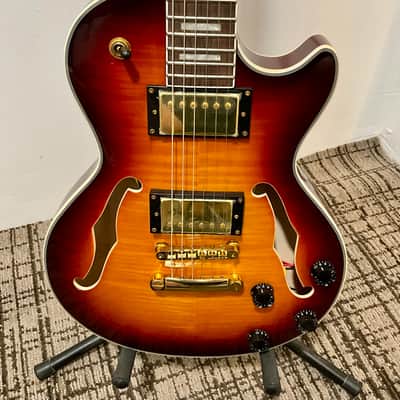 Brewton Les Paul Style Semi-Hollow Body Electric Guitar - Sunburst image 2