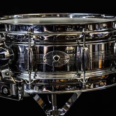 Rogers "7-Line" Dyna-Sonic 5x14" Chrome Over Brass Snare Drum with Bread and Butter Lugs Early 1960s