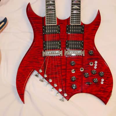B.C. Rich Custom Shop Handmade Bich Doubleneck Guitar Trans Red image 9
