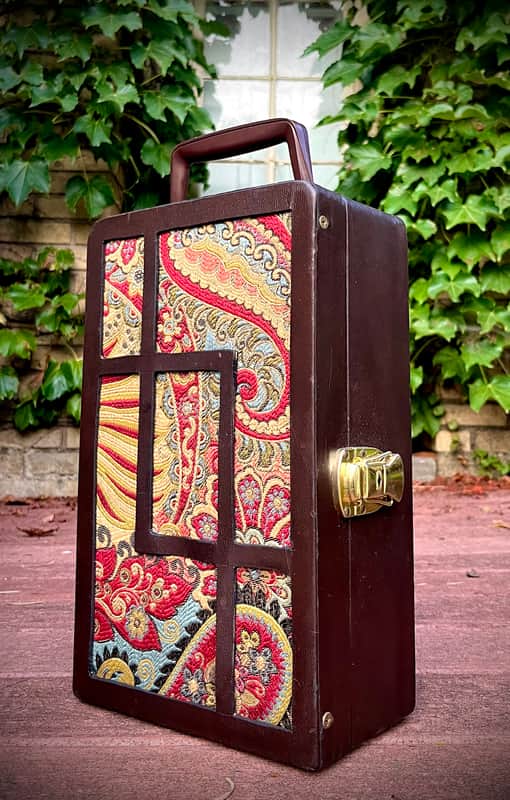 Rotary Connection Loaded 6x9 mini/travel/portable guitar speaker cabinet! Vintage 8 ohm speaker. Paisley grill cloth. Unique vintage style. 2026 - Dark brown tolex image 1