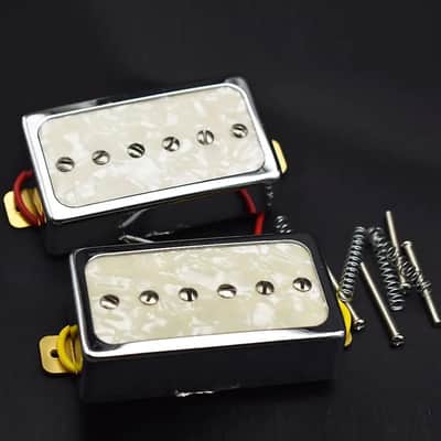 White Pearl Neck and Bridge Guitar P90s Humbucker Pickups Set image 1