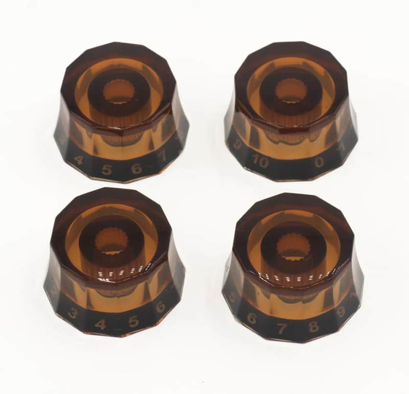 4pcs Brown Lampshade Guitar Knobs | Retro 18 Spline Coarse Split Shaft Volume & Tone Control Knob Set for PRS, Les Paul, SG, LP-Style Electric Guitars image 1