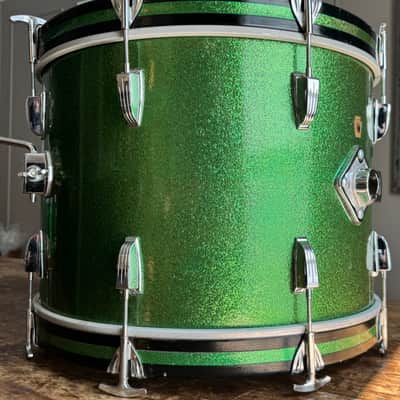 Exc 60’s Green Sparkle Ludwig No. 920 Classic 14x20" Bass Drum with Keystone Badge image 8