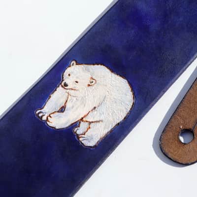 burnyblack custom guitar strap - polar bear navy blue image 10