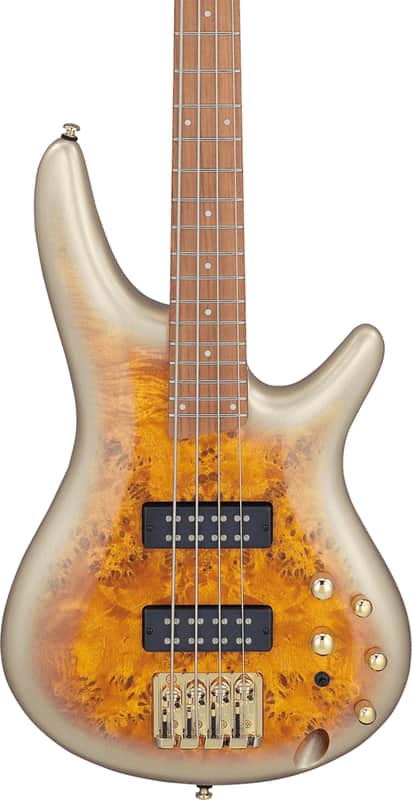 Ibanez SR400EDX 4-String Poplar Burl Electric Bass Guitar, Jatoba Fingerboard, Mars Gold Metallic Burst image 1