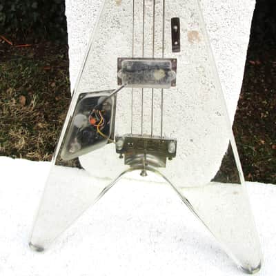 Renaissance Plexiglass Flying V Bass Guitar,  Late 1970's, Clear See Thru Body, Rare image 7