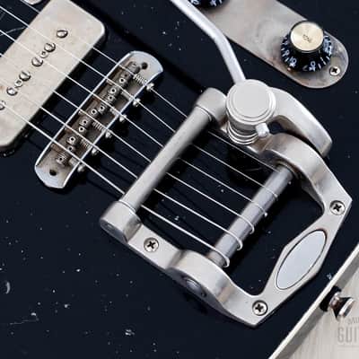 2021 Macmull Heartbreaker Custom P-90 HB-C T-Style Black Relic w/ Bigsby, Case & CoA image 8