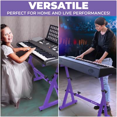 Liquid Stands Z-Style Adjustable Height Piano Keyboard Stand with Straps & Headphone Hook- Fits 54-88 Key Electric Pianos (Purple) image 6