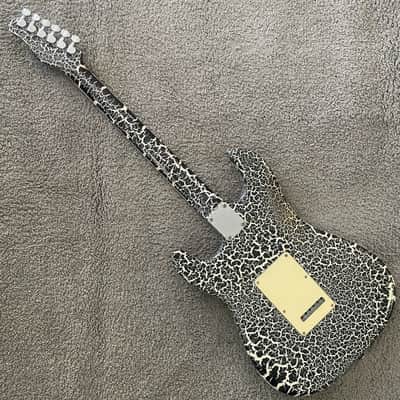 White Black Custom Finish Strat Style Electric Guitar, Solid Basswood Body, Maple Neck image 14