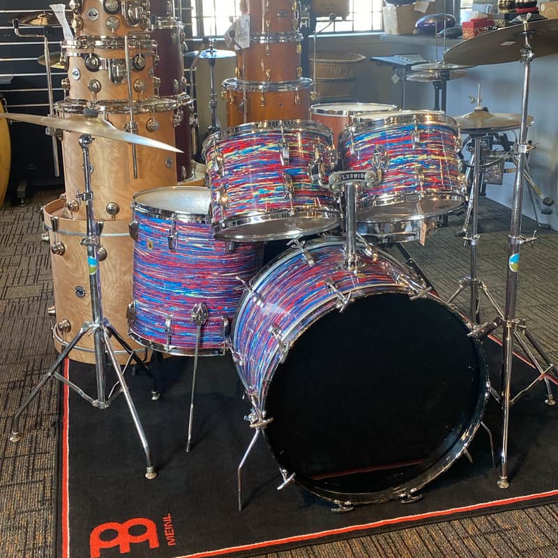 Vintage 1968 Ludwig Classic Maple 12", 13", 16", 22" - Psychedelic Red image 1