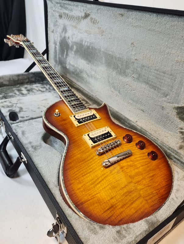 ESP LTD EC-1000FM Deluxe, AA Flame Maple Top, Seymour Duncan Slash APH-2 Set, Amber Sunburst, Korea, w/HSC 2017 image 1