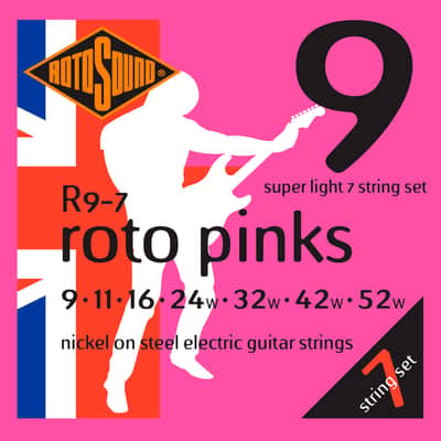 R9-7 Roto Pinks Nickel Super Light 7 Cordes 9/52 Rotosound image 1