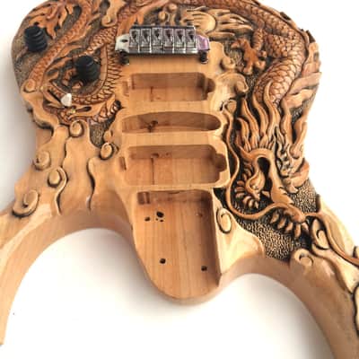 DIY Guitar Kit Ibanez Project Builder Custom Carved Dragon Solid Ash Body Only image 5