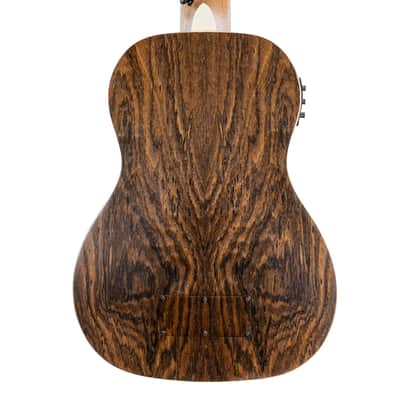 Fretless Ukulele Bass 4 String Zebrawood/Bocote Style Body, Mahogany Neck, Rosewood Fingerboard & Bridge, Aquila Strings, Sealed Tuners, Deep Warm Tone Travel Acoustic Bass image 5