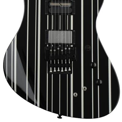 Schecter Synyster Gates Custom-S Electric Guitar - Gloss Black with Silver Stripes image 1