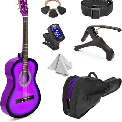 30" Wood Guitar with Case and Accessories for Kids Beginners Purple SH8#YZ9 image 1