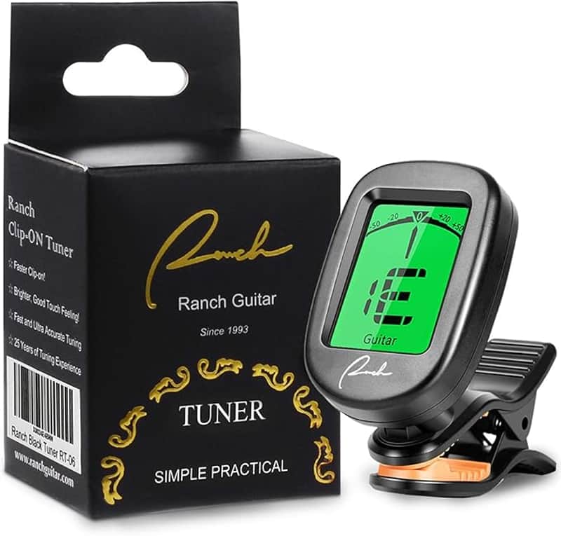 Guitar Tuner Clip On for Acoustic/Electric Guitar, Ukulele, Violin, Bass, Banjo and Chromatic Tuning Modes - Classical Black image 1