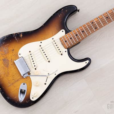 1957 Fender Stratocaster Vintage Guitar Sunburst w/ V Neck, Tweed Case image 1