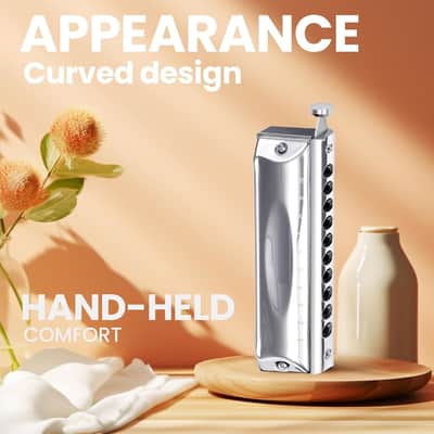 Chromatic Harmonica Valveless for Adult Beginners 10 Hole Harmonica Key of C Stainless Steel Mouth Organ with Brass Reed in Case, C Key Sliver | Brass Reeds Mouth Organ, Protective Storage Case image 3