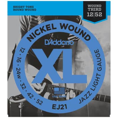 D'Addario EJ21 XL Nickel Wound Electric Guitar Strings, Jazz Light Gauge Standard