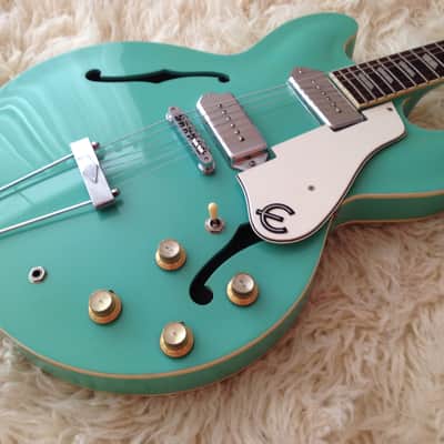 1996 Epiphone Casino TQ Turquoise MIK Peerless Seafoam Surf Green Guitar Korea image 4