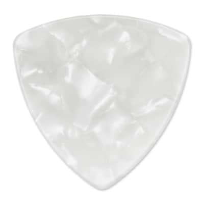 Celluloid White Pearl Guitar Or Bass Pick - 0.46 mm Light Gauge - 346 Rounded Triangle Shape - 1 Pack