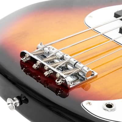 Glarry Fretless Electric Bass Guitar Full Size 4 String for experienced Bass Players Sunset / 20W Amplifier image 7