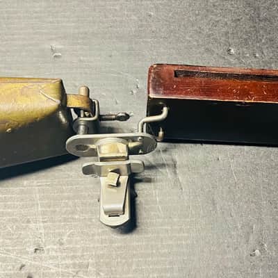 Vintage WFL (Ludwig) Chicago Cowbell & Wood Block With Stamped Nickel Holder (Shiny & Clean) 40’s - 50’s image 3