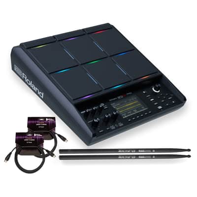 Roland SPD-SX Pro Percussion Pad with 4.3-Inch Display and Customizable Pad-Dividing LED Lights Bundle with Drumsticks, and MIDI Cables (6-Feet)